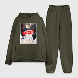 Женский костюм оверсайз Девушка и надпись Senpai Ahegao