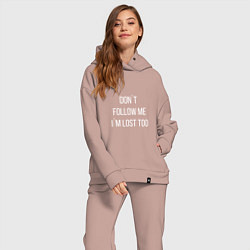 Женский костюм оверсайз Dont follow me Im lost too, цвет: пыльно-розовый — фото 2