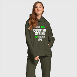 Женский костюм оверсайз I Paused Counter Strike To Be Here с зелеными стре, цвет: хаки — фото 2