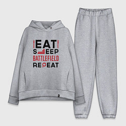 Женский костюм оверсайз Надпись: Eat Sleep Battlefield Repeat