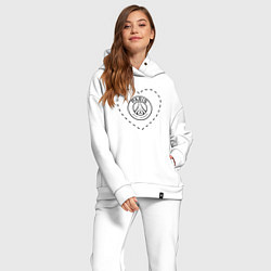 Женский костюм оверсайз Лого PSG в сердечке, цвет: белый — фото 2