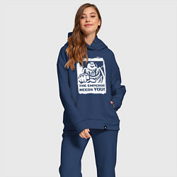 Женский костюм оверсайз Император нуждается в тебе! Белый постер, цвет: тёмно-синий — фото 2