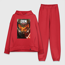 Женский костюм оверсайз Doom eternal - poster, цвет: красный