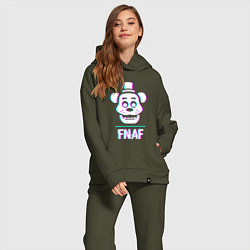 Женский костюм оверсайз FNAF в стиле glitch и баги графики, цвет: хаки — фото 2