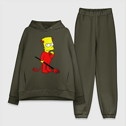 Женский костюм оверсайз Bart Simpson - devil, цвет: хаки