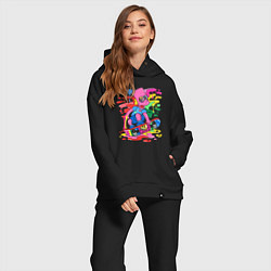 Женский костюм оверсайз Барт Симпсон - крутой скейтер - разноцветные клякс, цвет: черный — фото 2