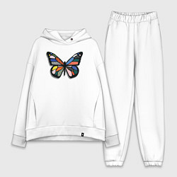 Женский костюм оверсайз Графичная бабочка, цвет: белый