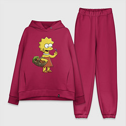 Женский костюм оверсайз Lisa Simpson с гусеницей на даче, цвет: маджента