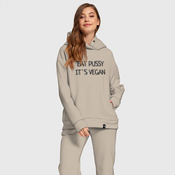 Женский костюм оверсайз EAT PUSSY, ITS VEGAN, цвет: миндальный — фото 2