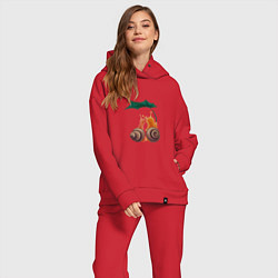 Женский костюм оверсайз Пара улиток под листом, цвет: красный — фото 2