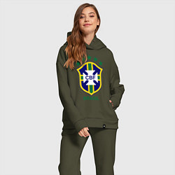 Женский костюм оверсайз Brasil CBF, цвет: хаки — фото 2