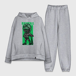 Женский костюм оверсайз Пёс бейсболист, цвет: меланж