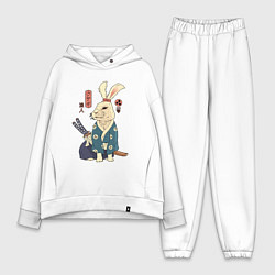 Женский костюм оверсайз Кролик самурай с мечом, цвет: белый