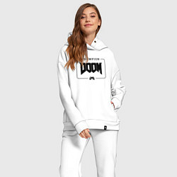Женский костюм оверсайз Doom gaming champion: рамка с лого и джойстиком, цвет: белый — фото 2