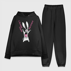 Женский костюм оверсайз Год кролика, с новым годом, кролики, цвет: черный
