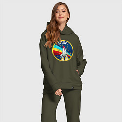 Женский костюм оверсайз NASA - emblem - USA, цвет: хаки — фото 2