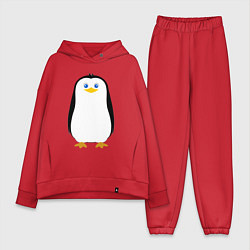 Женский костюм оверсайз Красивый пингвин, цвет: красный