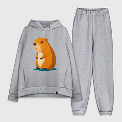 Женский костюм оверсайз Капибара - рисунок