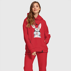 Женский костюм оверсайз Кролик - символ 2023 года, цвет: красный — фото 2