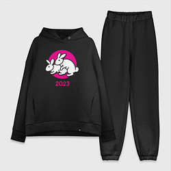 Женский костюм оверсайз Кролики 2023, цвет: черный