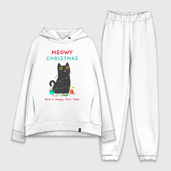 Женский костюм оверсайз Meowy Christmas and a happy purr year, цвет: белый