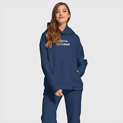 Женский костюм оверсайз Надпись нечитаема, цвет: тёмно-синий — фото 2