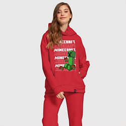 Женский костюм оверсайз Крипер Майнкрафт, цвет: красный — фото 2