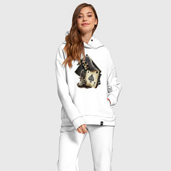 Женский костюм оверсайз Скелет с картой, цвет: белый — фото 2