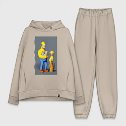 Женский костюм оверсайз Homer Simpson and cats - нейросеть арт