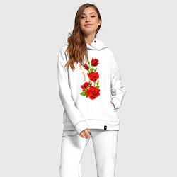 Женский костюм оверсайз Прекрасная Марта - букет их роз, цвет: белый — фото 2