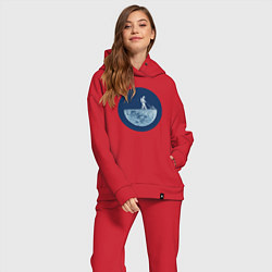 Женский костюм оверсайз Космонавт с газонокосилкой, цвет: красный — фото 2