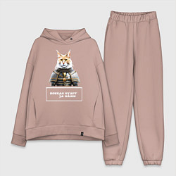 Женский костюм оверсайз Кот мейн-кун в доспехах, цвет: пыльно-розовый