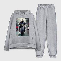 Женский костюм оверсайз Panda - cool biker - neural network, цвет: меланж