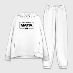 Женский костюм оверсайз Mafia gaming champion: рамка с лого и джойстиком, цвет: белый