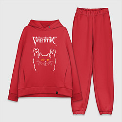 Женский костюм оверсайз Bullet For My Valentine rock cat, цвет: красный