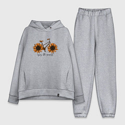 Женский костюм оверсайз Велосипед с подсолнухами