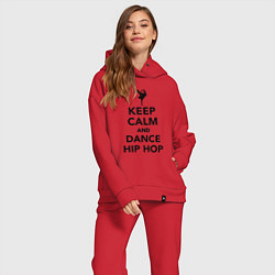 Женский костюм оверсайз Keep calm and dance hip hop, цвет: красный — фото 2