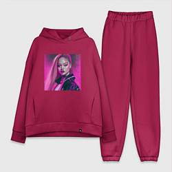 Женский костюм оверсайз Blackpink Lisa аниме рисунок, цвет: маджента