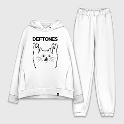 Женский костюм оверсайз Deftones - rock cat, цвет: белый