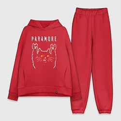 Женский костюм оверсайз Paramore rock cat, цвет: красный