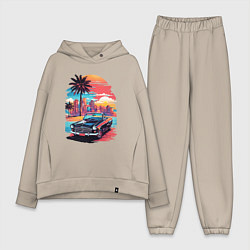 Женский костюм оверсайз Автомобиль на пляже