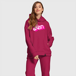 Женский костюм оверсайз Логотип розовый Кен, цвет: маджента — фото 2