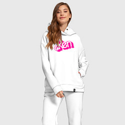 Женский костюм оверсайз Логотип розовый Кен, цвет: белый — фото 2