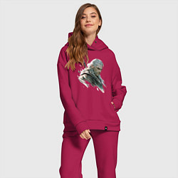 Женский костюм оверсайз Портрет Ведьмака, цвет: маджента — фото 2