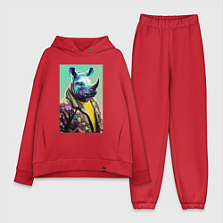 Женский костюм оверсайз Модный носорог - нейросеть, цвет: красный