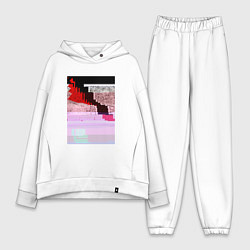 Женский костюм оверсайз Abstract glitch, цвет: белый