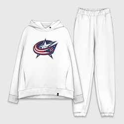 Женский костюм оверсайз Columbus blue jackets - hockey team - emblem, цвет: белый