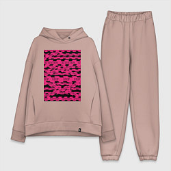 Женский костюм оверсайз Розовая стоп лента Абстракция с заградительной лен