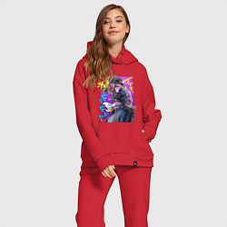 Женский костюм оверсайз Джотаро - Jojo, цвет: красный — фото 2