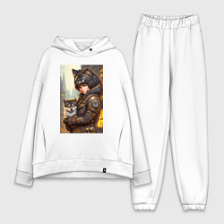 Женский костюм оверсайз Девчонка фурри с волчонком - стимпанк - нейросеть